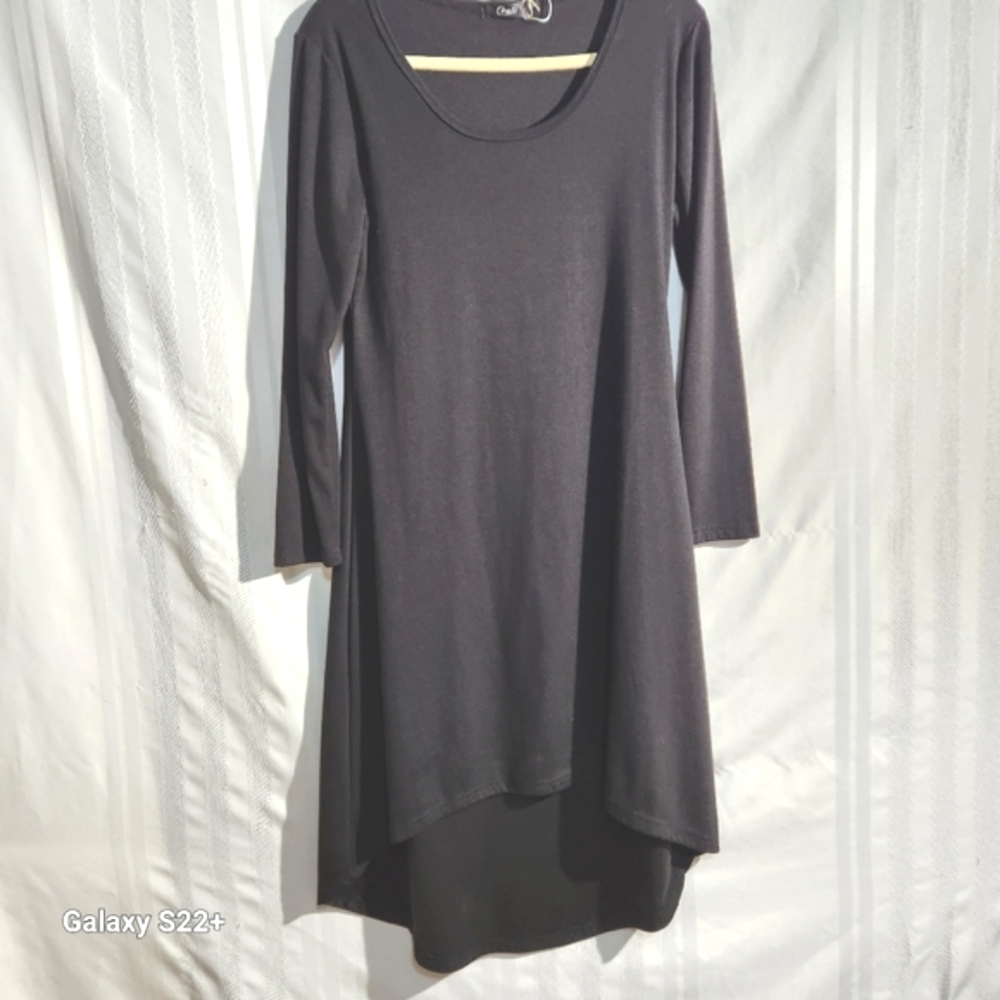 CRETI BLACK LONGSLEEVE HILOW MAXI DRESS SIZE LARGE